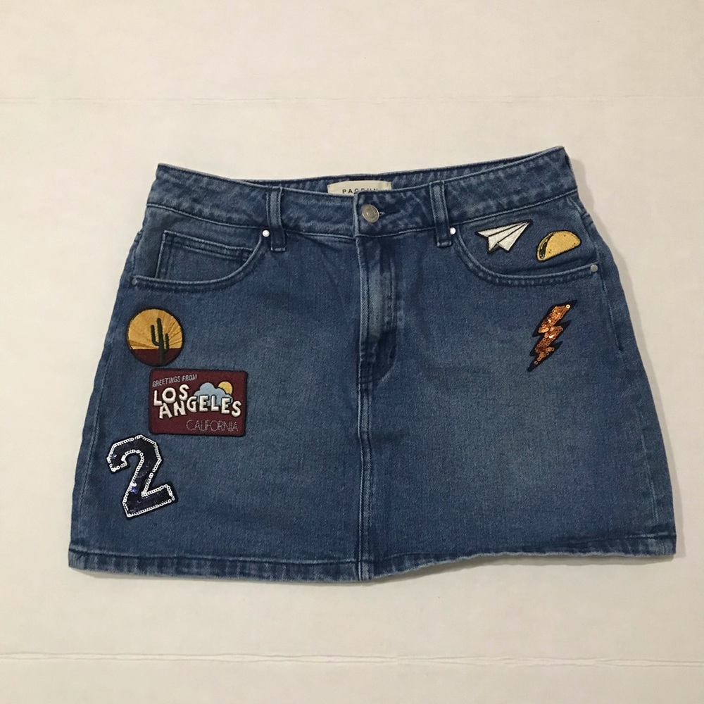NWOT PacSun Denim Patch Work Skirt